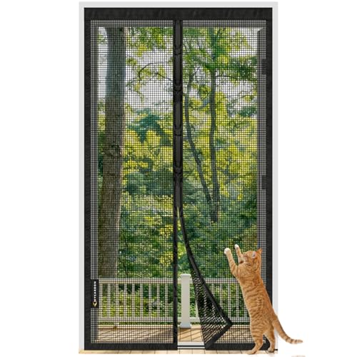 MYCARBON Moustiquaire Porte en Fibre de Verre, Rideau Moustiquaire Magnétique Porte Fenêtre, Matériau Ignifuge, Hyper Résistant aux Griffures des Chats,...