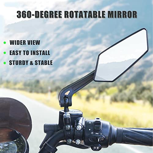 Bike Mirror 1 Pair, Wide Angle Hd Glass E-Bike Mirrors, 360 Degree Rotatable Side Mirrors, Handlebar Rear View Mirror For Bicycle #TOP4