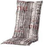 Madison 8 cm Luxus Hochlehner Auflage C 067', grau gestreift mit Schrift