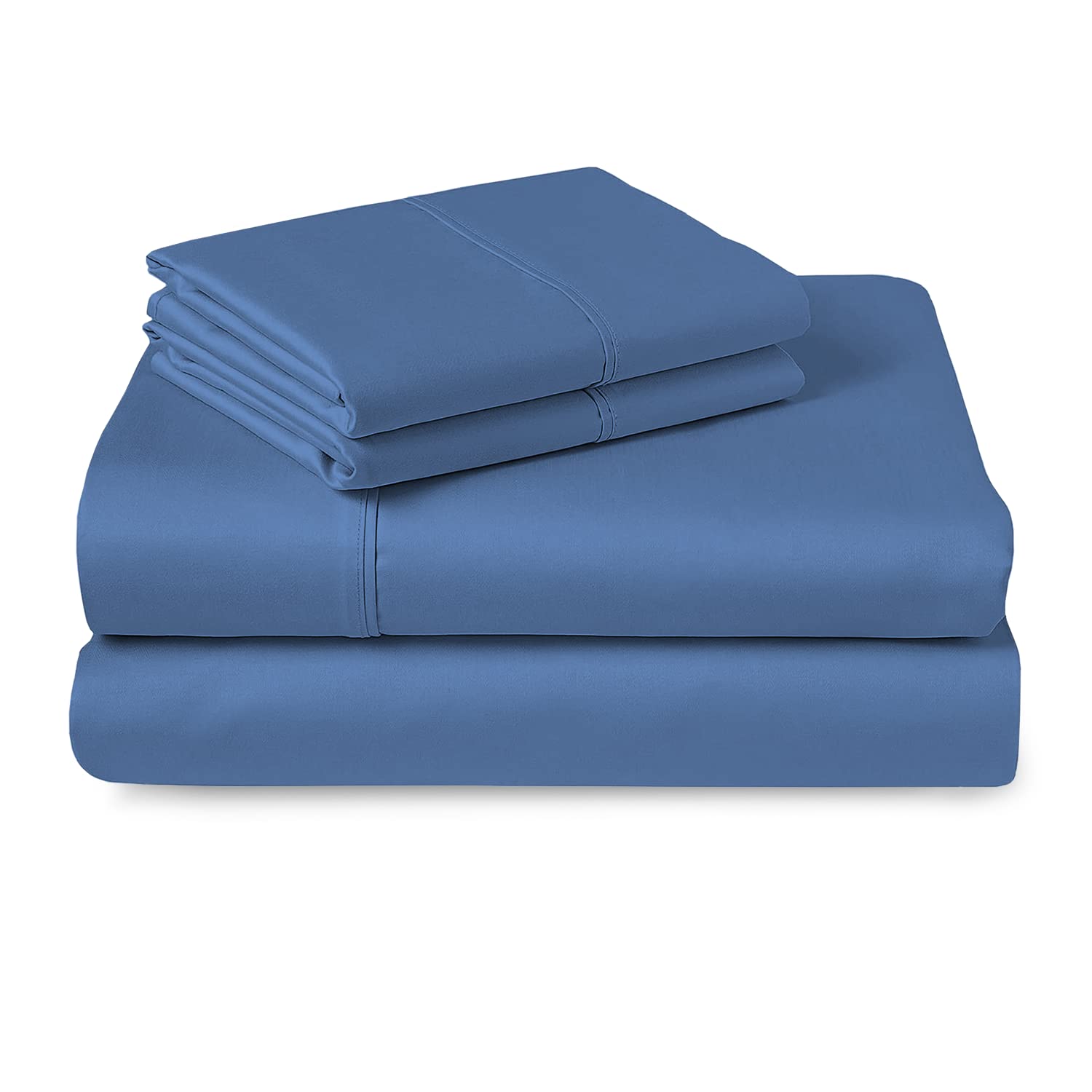 PizunaPure Combed Cotton Twin Size Bed Sheet Set, Royal Blue,400 Thread  Count Cozy Luxury 100% Long Staple Cotton Sateen Weave Bedsheet Set (1 Flat