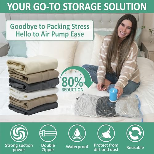 Cozy Essential 35 Pack Vacuum Storage Bags with Portable Rechargeable Wireless Portable Electric Pump, Vacuum Seal Space Saver Bags for Clothing, Pillows, Blanket, Bedding, Comforters