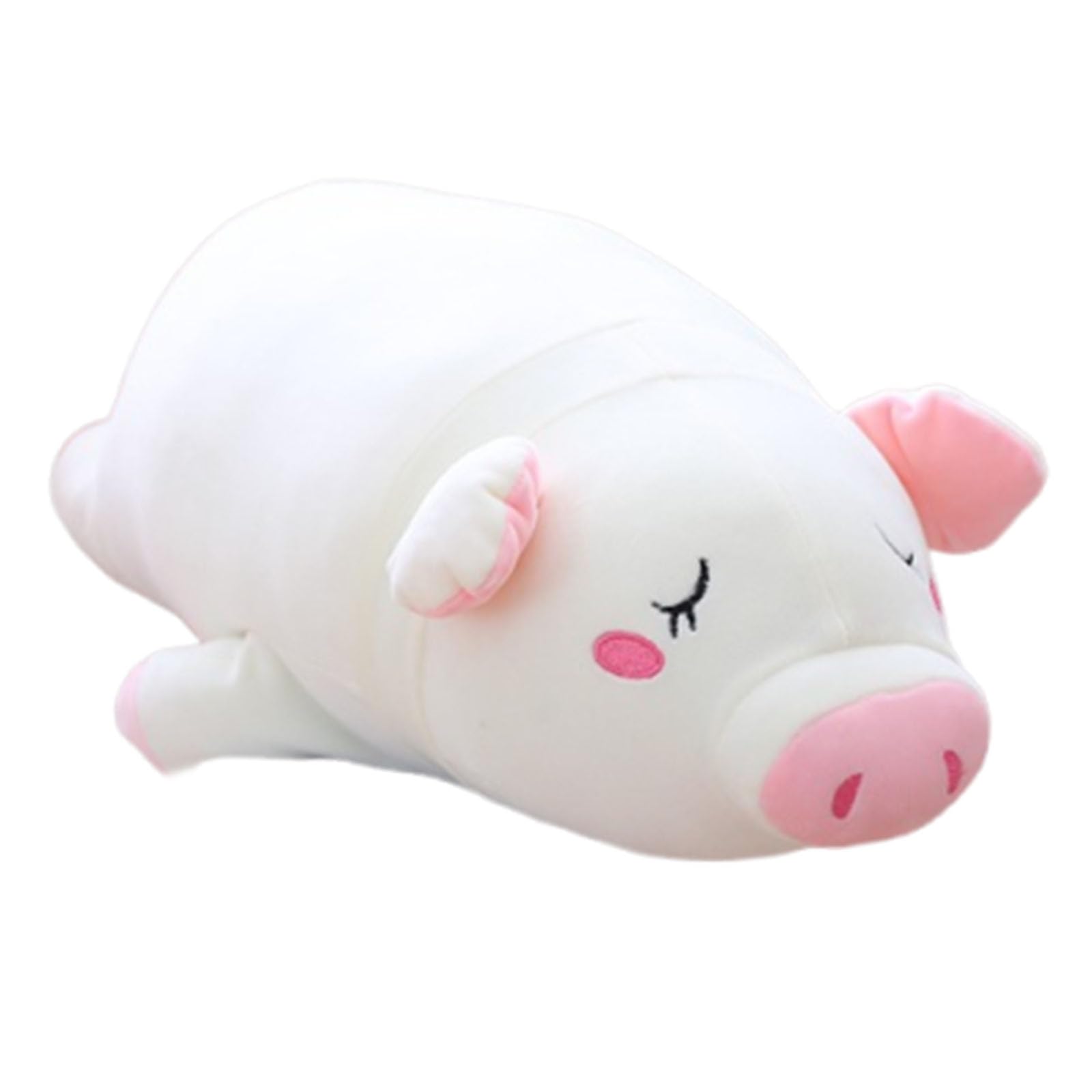 Süßes Rosa Schwein Plüschkissen, kuscheliges Stofftier in verschiedenen Größen, multifunktionales Sofa und Bett Kissen, dekoratives Geschenk für Kinder und Erwachsene (Weiß,90cm)
