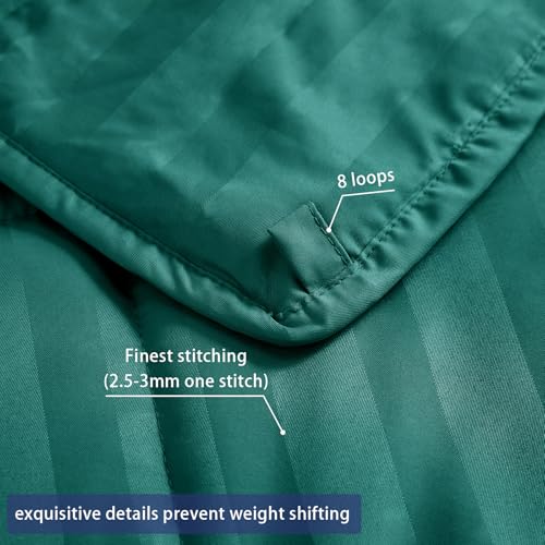 Image of King Size Weighted Blanket for Adults (20 lbs, 80 inch x 87 inch, Glossy green Stripes) Heavy Blanket for Sleeping Perfect for 190-210 lbs, Breathable Blanket for Adults & Couple All Season, Machine Washable