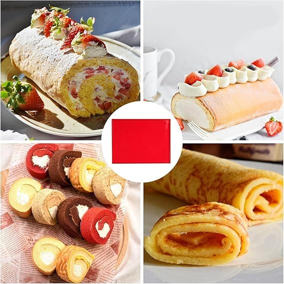 Silicone Baking Tray,2 PCS Non-Stick Silicones Baking Tray Set Flexible Swiss Roll Baking Mat and Cake Roller Pad Large Silicone Cakes Roll Pan for Baking Bread Cookies and Cakes - Image 4