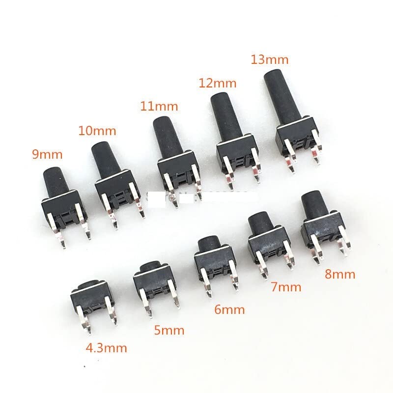 タクトスイッチ 100個 10モデル 6 * 6 タクトスイッチ 6x6 オン オフ タクタイルプッシュボタンスイッチキット高さ:4