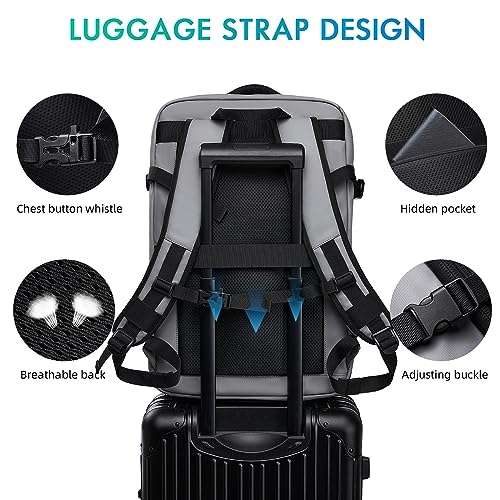 Image of TANGCORLE Carry on Backpack Airline Approved for Men, Travel 50L Expandable backpack Luggage Fits 17.3 Inch Laptop with USB Charging Port(grey)