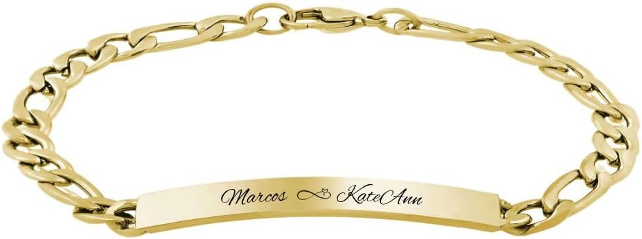 A & L Engraving Personalized Gold Stainless Steel Ladies Thin ID Bracelet Custom Engraved Free - Available in 7", 7.5" or 8" - Ships from USA