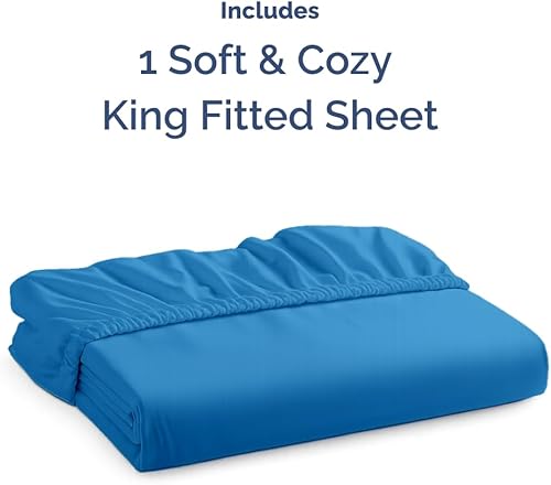 Miniatura 422 de King Fitted Bed Sheet - Bottom Single Fitted Sheet Only - Ultra-Soft Hotel Luxury Bedding w/ 8-16 Inch Deep Pockets - Breathable, Cooling & Wrinkle
