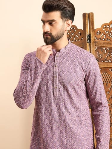 Image of Amazon Brand - Tavasya Men Rayon Blend Geometric Regular Kurta