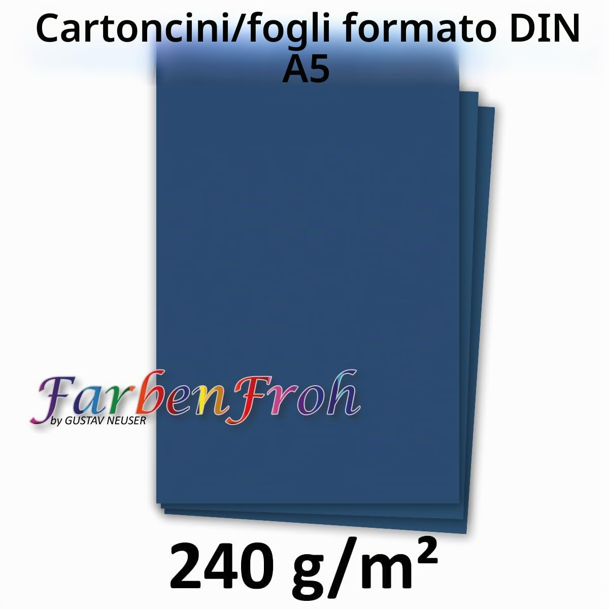FarbenFroh - Foglio di cartoncino in formato DIN A5, 240 g/m² , colori vivaci 50 Bogen 17 blu scuro