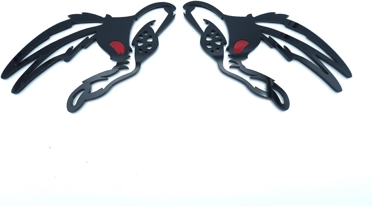 2Pc Coyote Badges Emblem Red Eye Bandit 3D Fender Angry Agressive Badges Sticker Nameplate Replacement for Universal Car Body Motorcycle SUV Door Window Decoration (Gloss Black Red)