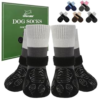 EXPAWLORER Anti Slip Dog Socks to Prevent Licking Paws, Dog Shoes for Cold Winter Snow, Dog Booties for Hardwood Floors, Dog Boots & Paw Protectors with Grippers for Small Medium Large Senior Dogs M