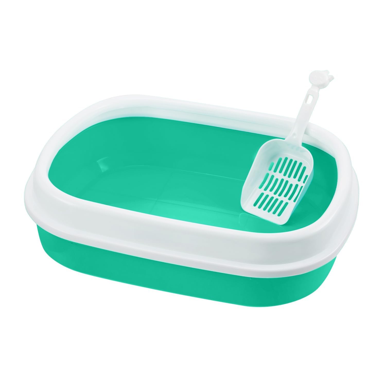 Cat Litter Box Tray with Free Scooper | Semi Closed Design, Beautifull Colour and Durable Quality | Suitable for All Age Cats & Kittens (Green) (B0CW3V64J9) Amazon Price History, Amazon Price Tracker