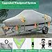 UIRWAY 17-19 ft Boat Cover, Heavy-Duty 1200D Premium Waterproof Trailerable Bass Boat Cover with Night Safety Reflective Strips, UV Resistant All-Weather Protection for V-Hull, Fish & Ski Boats, Gray