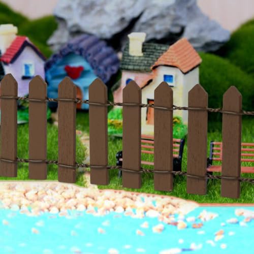 Aolso Valla deJardín en Miniatura Valla de Madera, Valla en Miniatura Flexible, Jardín en Miniatura Decoración de Jardín Valla de Madera, Decoraciones Bricolaje，Marrón - imagen 5