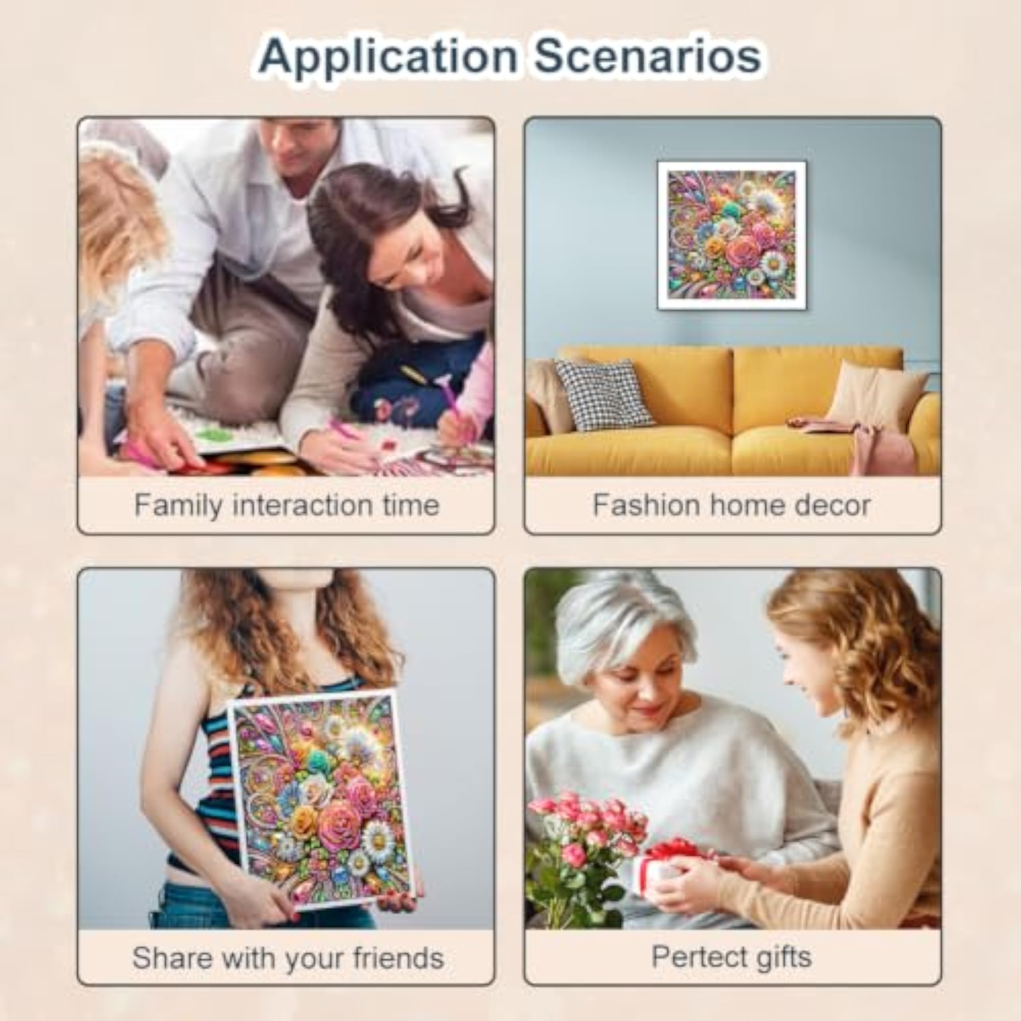 Flower Diamond Painting Kit for Beginners Wall Decor