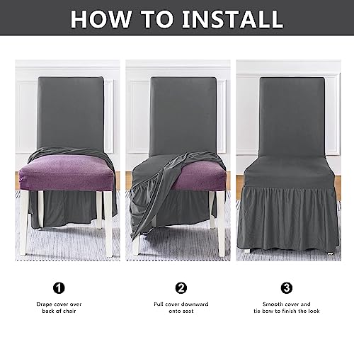 Molasofa Chair Covers For Dining Room Set Of 4,Dining Chair Slipcover With Skirt,Washable Seat Covers Protector For Hotel Ceremony Banquet Wedding Party Kids Pets(4Pcs,Light Gray) #TOP7