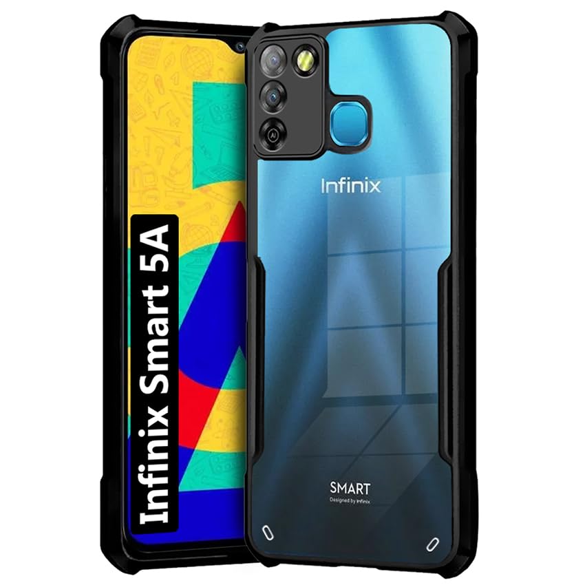 Fashionury Shockproof Crystal Clear Back Cover Case for Infinix Smart 5A | 360 Degree Protection | Protective Design | Transparent Back Cover Case for Infinix Smart 5A (Black Bumper) (B0CK4NNT6B) Amazon Price History, Amazon Price Tracker