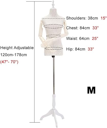 Miniatura 2 de HXYONGN White Dress Form Female Mannequin Torso, Manikin with Wooden Tripod Stand Adjustable Height 47 Inch - 70 Inch for Sewing Clothing Dress