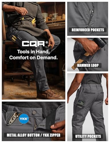 Image of CQR Men's Quick Dry Work Pants, Water Resistant Outdoor Tactical Pants, Lightweight Stretch Cargo Hiking Pants