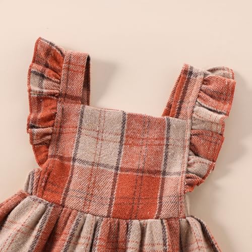 Baby Girls' Dresses Fly Sleeve Plaid Baby Dress Flannel Overall Skirt Dress Fall Winter Festival Outfits4