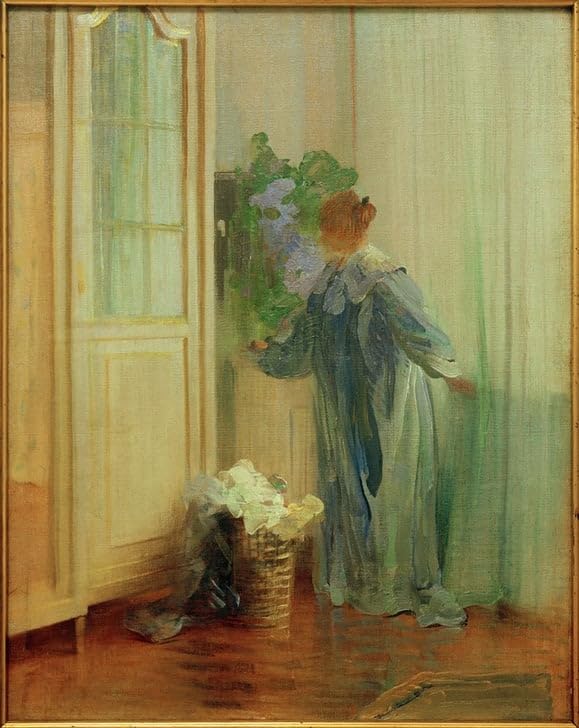 Art Tableau Sophie Herz am Fenster de Curt Herrmann pour décoration salon