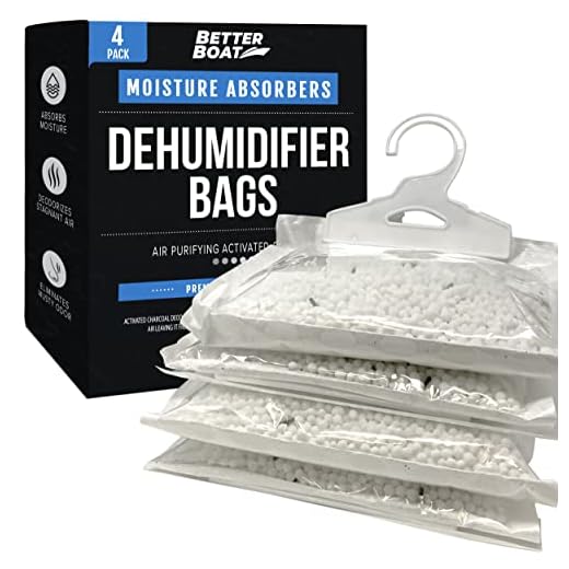 4 Packs Moisture Absorbers Boat Dehumidifier Moisture Absorber Hanging Bags and Charcoal to Get Rid of Smell & Remove Damp Musty Humidity Smell | Unscented Dry Basement Closet Home Car RV or Boating