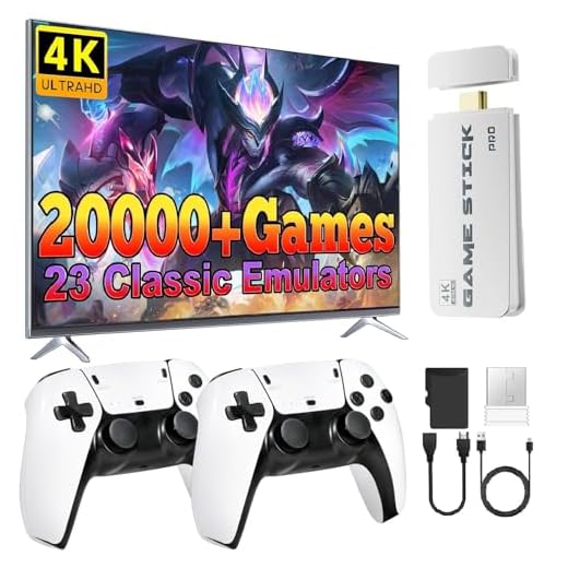 PZNETUE Upgrade Retro Konsole Spielkonsole Game Stick, 21.000+ Spiele mit 2 Wireless Controllern, Plug & Play HDMI für TV, Geschenk für Erwachsene & Familien (Ultra Max)