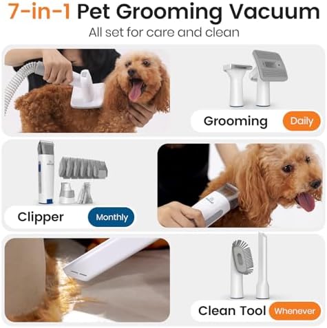 Dog Grooming Vacuum, Pet Grooming Vacuum with Clipper