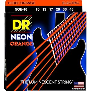 DR String NOE-10 Neon Orange Jeu de cordes pour guitare electrique - Les Beatles, Paul McCartney, John Lennon, RIngo Starr, George Harrison