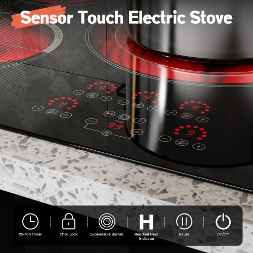 Image of 30 Inch Electric Cooktop 9000W High Power, 240V Hard Wired
