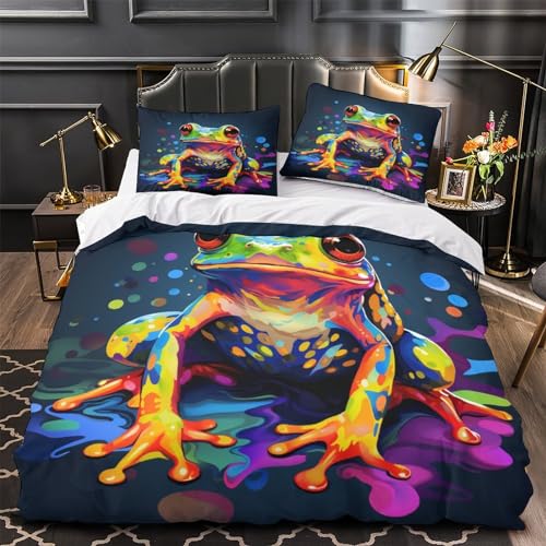 Housse de couette 3d grenouille avec fermeture éclair parure microfibre - 4