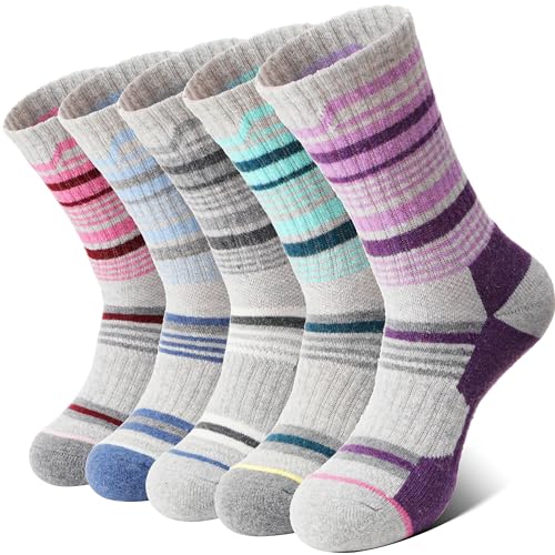 Image of Anlisim Merino Wool Hiking Running Socks for Women, Boot Work Crew Socks