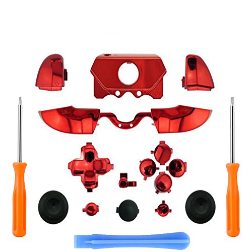 Bumpers Triggers Buttons DPad LB RB LT RT Tasten & T6 T8 Schraubendreher & Brecheisen für Xbox One Elite Controller 3,5 mm (Chrom Rot)