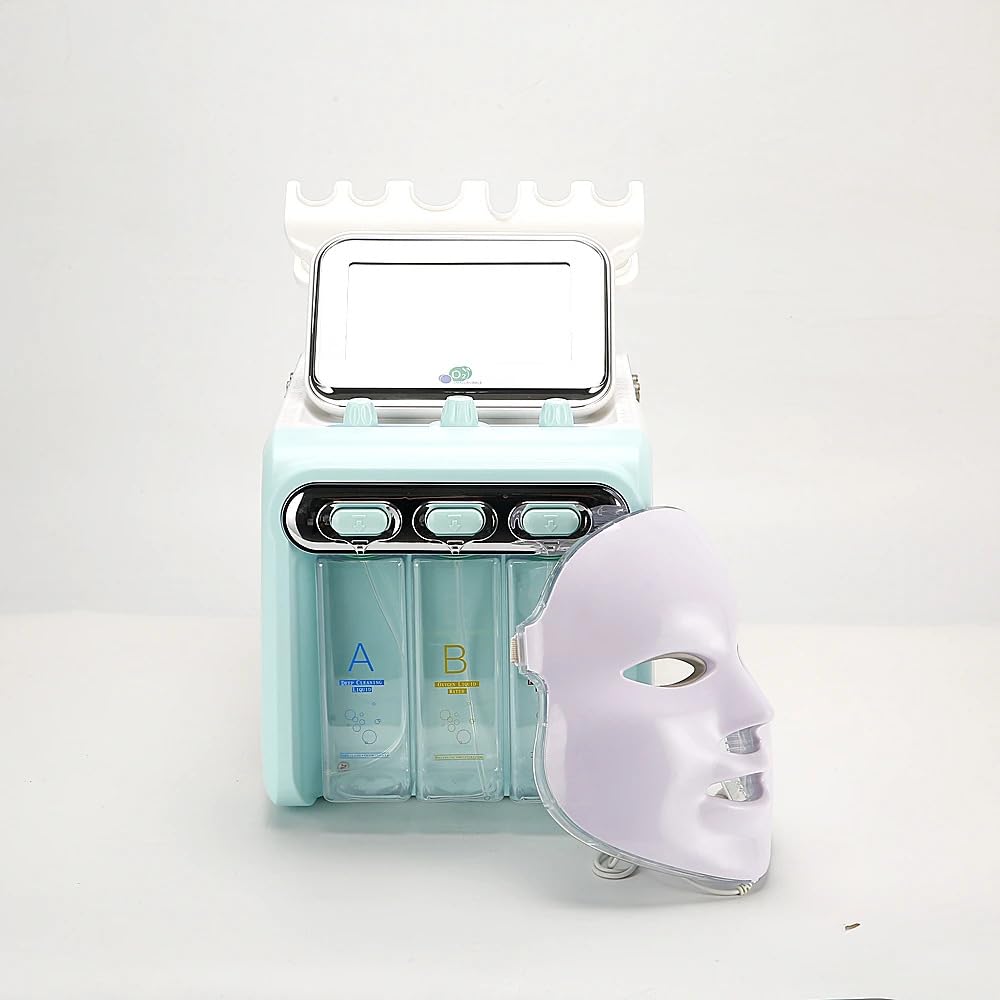 AHCS Máquina Hidrafacial 7 en 1 (motor doble) Máquina de hidrodermoabrasión Hidra Facial Microdermoabrasión Máquina | Máquina hidrofacial de transparencia profunda, mejor para salones/salones y