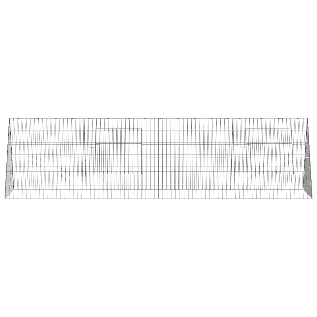 Jaula para pollos de acero galvanizado, 215 x 55 x 55 cm, resistente a la intemperie con protección, parque para gallinas, conejos, cobayas, rueda libre modular, pajarera plateada
