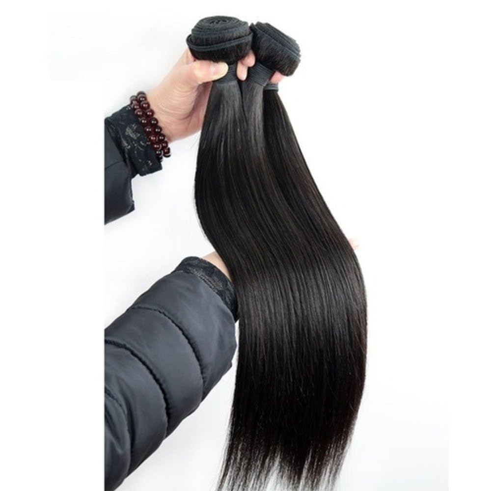 Virgin Remy Human Hair Weft Extensions, Length 18 Inches Long, Natural Black Color, Straight Texture, 100g Bundle, Cuticle Aligned, Tangle-Free, Shedding-Free Hair for Women and Girls-image-39