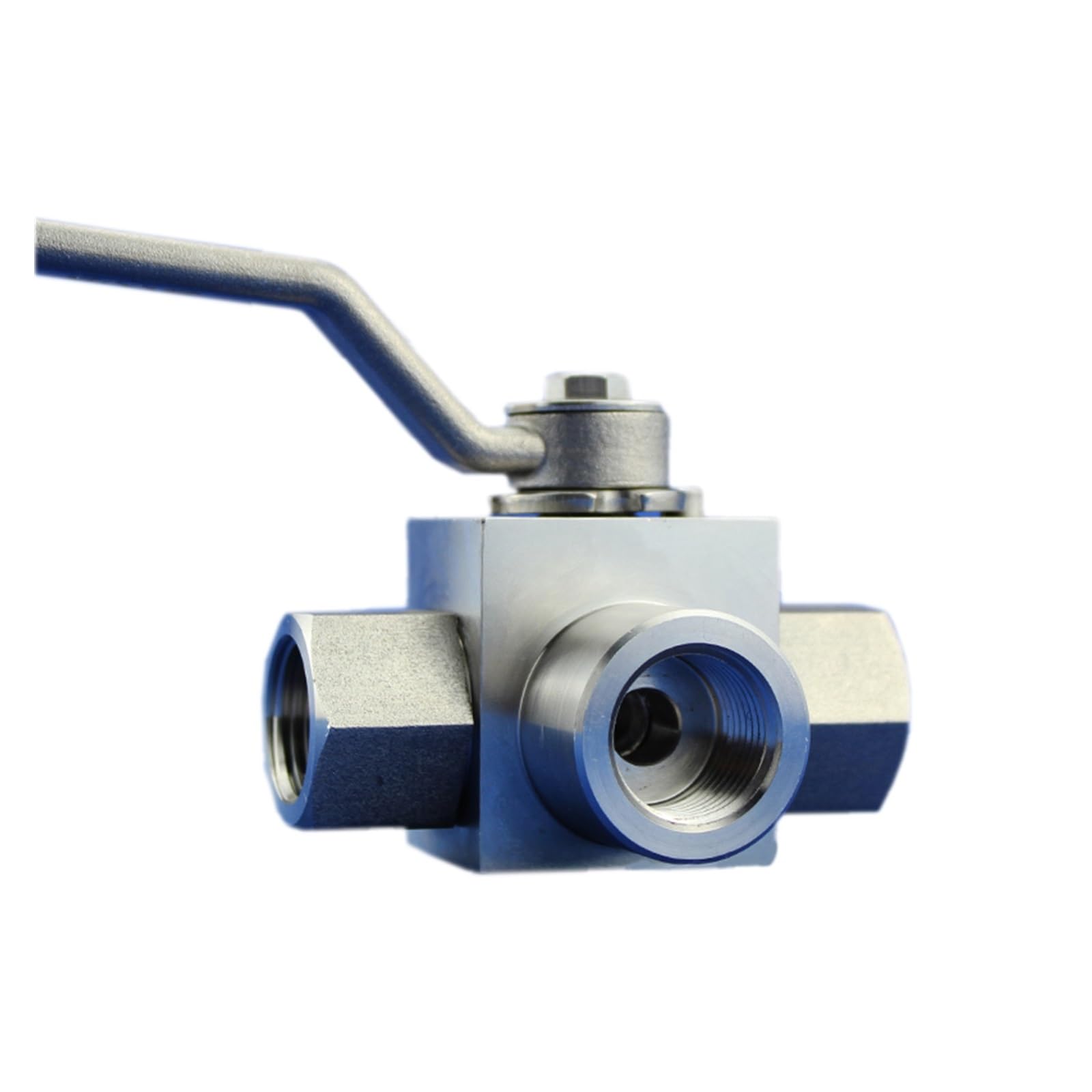Vanne à Sphère, Vanne à Boisseau sphérique 1/4 "3/8" 1/2 "3/4" 1 "Haute Pression 3 Voies en Acier Inoxydable Type L vanne à Boisseau sphérique hydraulique Haute Pression(1/2")