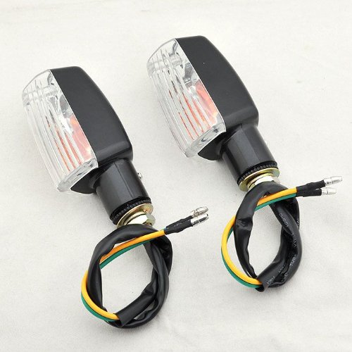 Rhegene Motorcycle Scooter Pair Left & Right Front Tail 12V Turn Turning Signal Indicator Light Lamp Black Shell Screws Size:10 mm