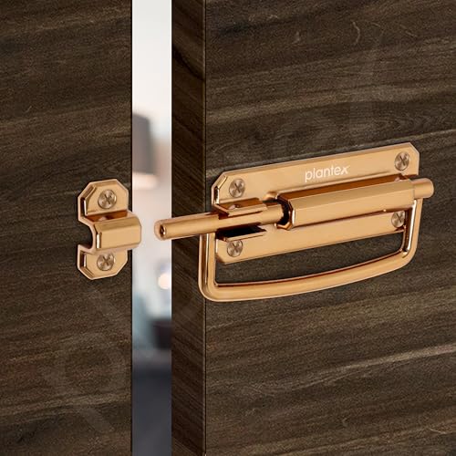 Image of Plantex Door Stopper /5 Inch Baby Latch Kadi /Door Latch for Bathroom /Door Lock for Home /Office Doors - Pack of 2 (Rose Gold)
