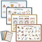 Babebay Disposable Placemats for Baby, 60 Pack Sticky Toddler Placemat for Restaurants, Dining Table, Party, Travel, 12' x 18' with 4 Designs