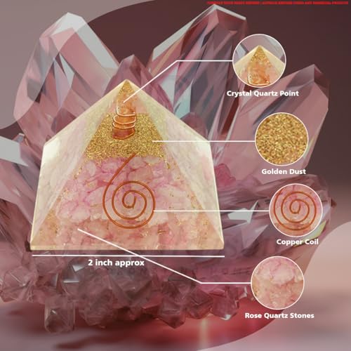 Image of Rose Quartz Crystal Pyramid (2 Inch) | Vastu Correction | Crystal Pyramid for Positive Energy, Wealth, Meditation, Health, Good Luck | Home & Office Decor | Gift