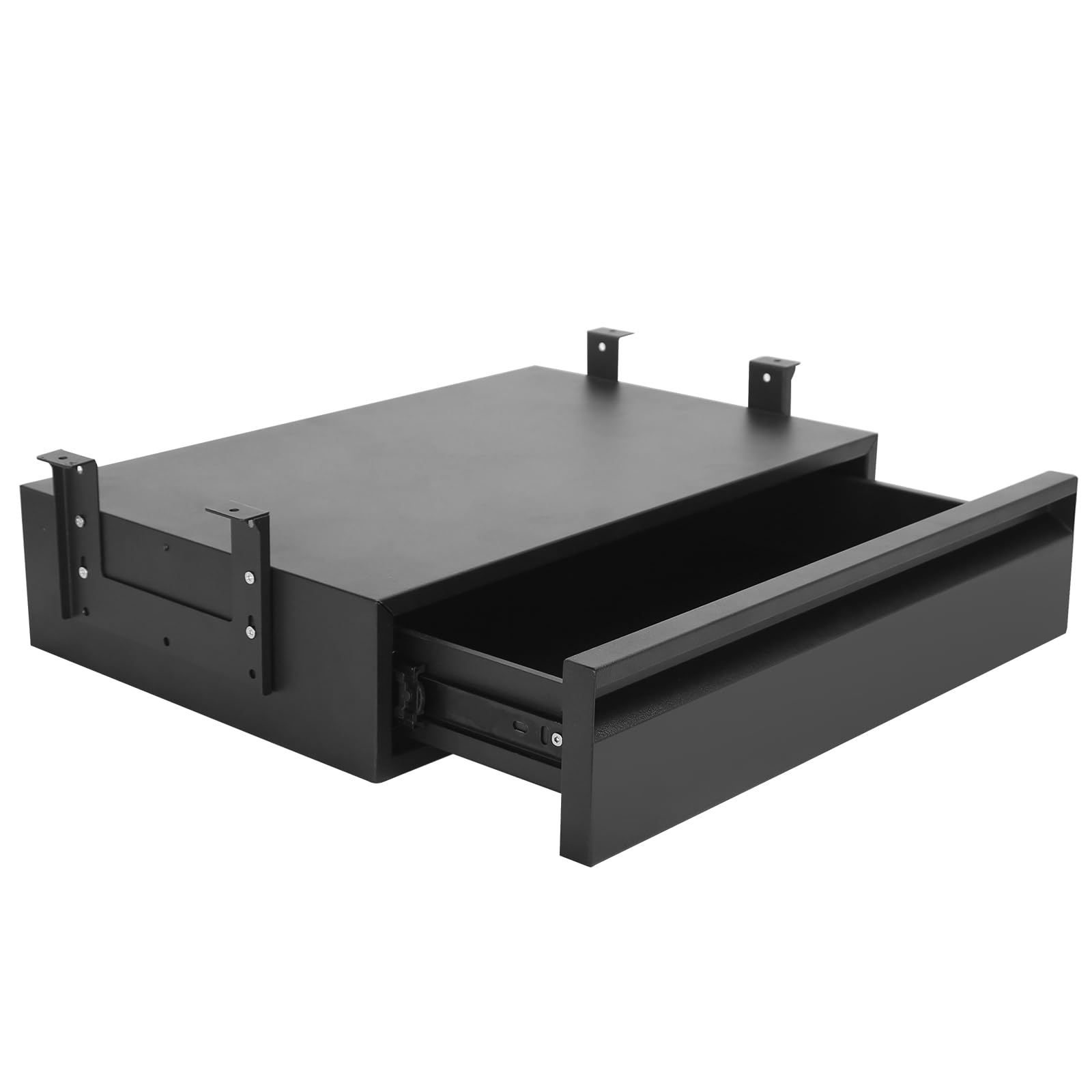 POPMOON Under Desk Drawer for Desk,Adjustable Height,18 Inch Standing Desk Drawer for Office Desk,Pull Out Undermount Drawer,Under Desk Drawer Slide Out Matte Black,Slide Out Hidden Under Desk Drawer