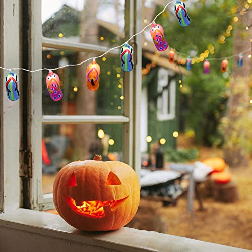 8.5Ft Tricolor Slipper String Lights, Outdoor Tropical Beach Themed Flip-Flop Light With 10 Plastic Bulbs, Summer Waterproof Hanging Slipper Lights For Outside Patio Garden Tent Party Decor, White #TOP3