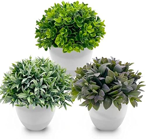 Amazon.com: ORSTIO 3 Pack Small Faux Plants in Pots, Artificial ...