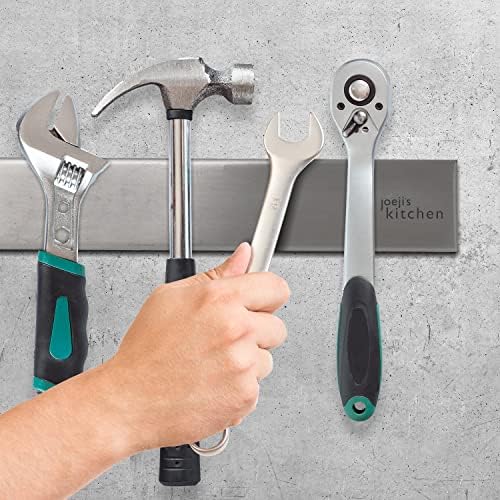 Joejis Strong Magnetic Knife Bar Holder Rack 40cm - Stainless Steel - Easy Installation 3M Adhesive or Screws - Perfect for Kitchen or Garage Utensils Tools