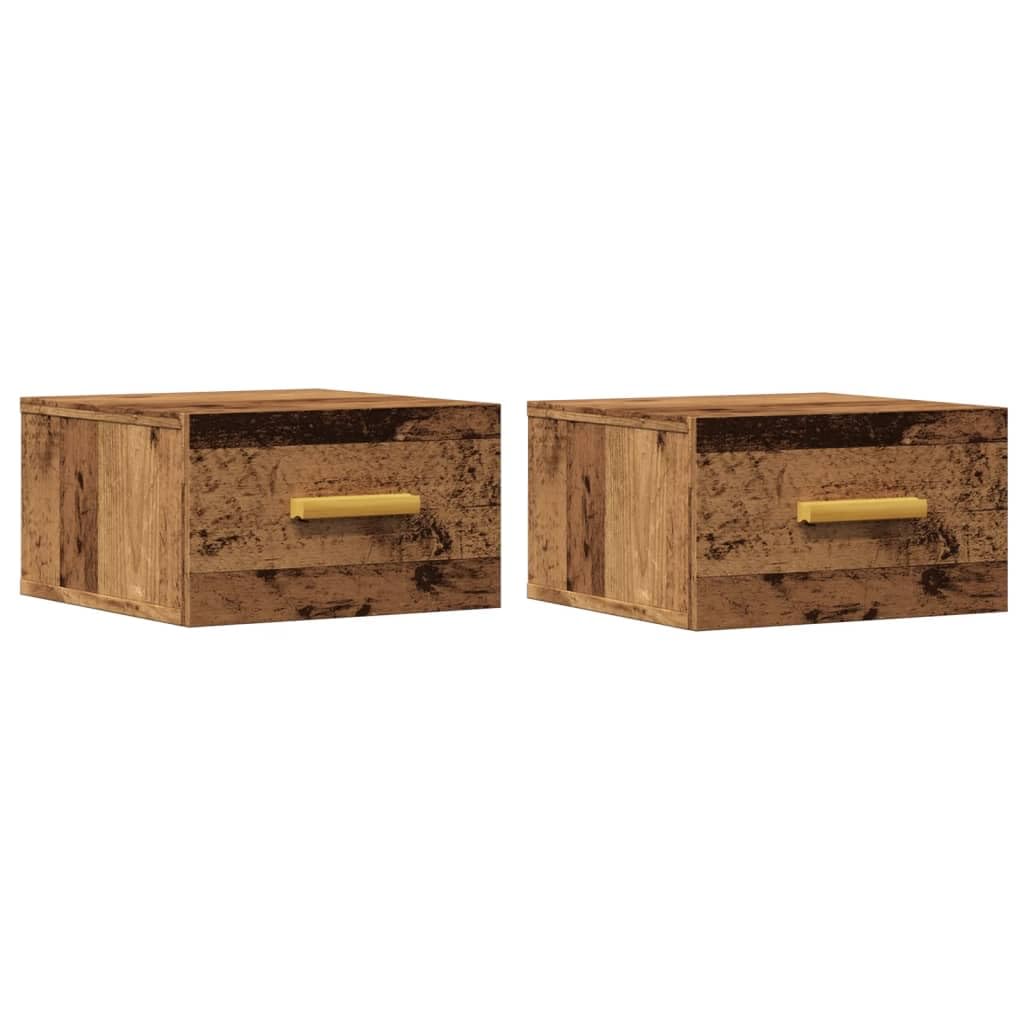 vidaXL Nachtkastjes 2 st wandgemonteerd 35x35x20 cm oud houtkleurig