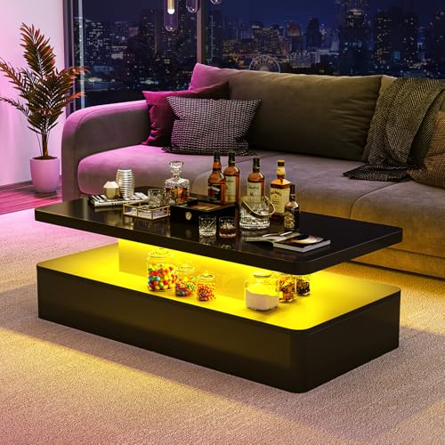 oneinmil Modern LED Coffee Table, 47" Living Room Tables with