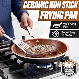 GOTHAM STEEL 1922 Trwałe kompletne naczynia kuchenne + zestaw do pieczenia | Nieprzywierające ceramiczne patelnie z powłoką miedzianą, patelnie, garnki, głęboki kwadratowy kosz do smażenia, arkusz