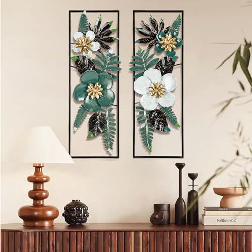 Metal Wall Art Decor 2 Pcs 34" x 15" 3D
